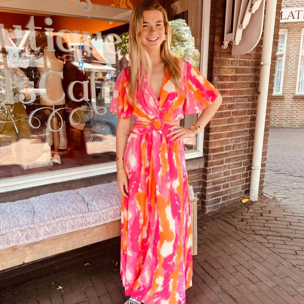 lilbobs.nl-kleding-dames-jurk-roze-oranje
