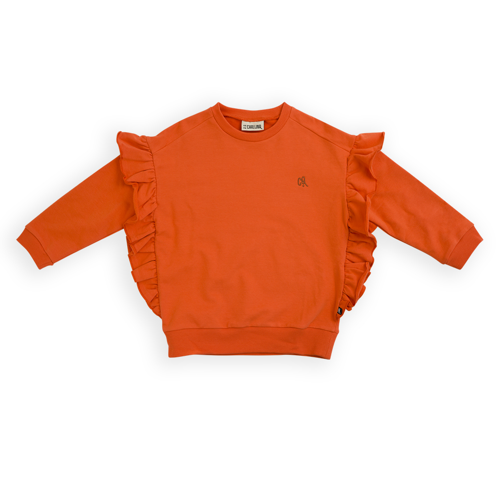 Carlijnq-sweater-oranje-ruffles